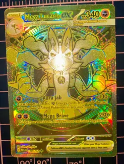 Mega Lucario Ex 188/132 Mega Evolution Gold Hyper Rare Pokemon TCG Card English - Image 1