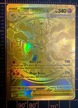 Mega Lucario Ex 188/132 Mega Evolution Gold Hyper Rare Pokemon TCG Card English - Image 4