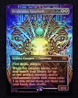 Brightglass Gearhulk Borderless Foil - Mythic - Aetherdrift MTG - Image 1