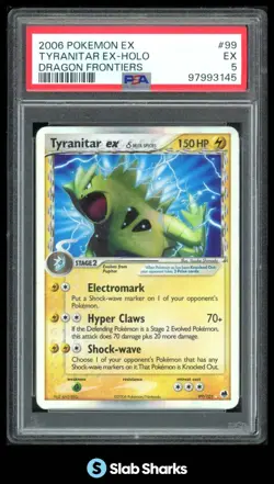 2006 POKEMON EX DRAGON FRONTIERS #99/101 TYRANITAR EX HOLO PSA 5 - Image 1