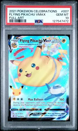 PSA 10 GEM MINT Flying Pikachu VMAX Celebrations Full Art 2021 007/025 Pokemon - Image 1
