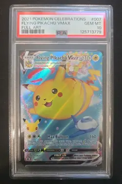 Flying Pikachu VMAX PSA 10 Gem Mint 2021 Pokemon Celebrations #007 Full Art Holo - Image 1