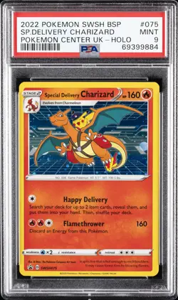 2022 POKEMON SWSH BLACK STAR PROMO #075 SPECIAL DELIVERY CHARIZARD-HOLO PSA 9 - Image 1