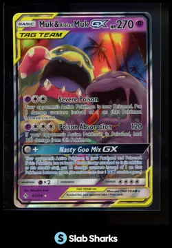 2019 POKEMON SUN & MOON UNBROKEN BONDS #61/214 MUK ALOLAN TAG TEAM ULTRA RARE - Image 1