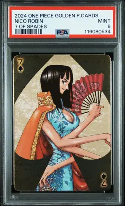 2024 ONE PIECE GOLDEN PLAYING CARDS THE STRAW HAT CREW NICO ROBIN PSA 9 - Image 1