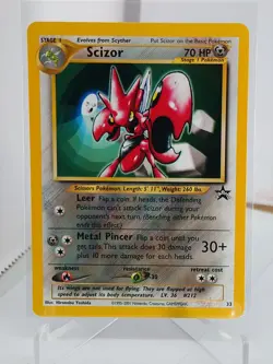 Scizor #33 Black Star Promo WOTC Pokemon Card WOTC Vintage 1999 RARE NM - Image 1