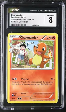 CGC 8 Charmander 2016 Generations RC3/RC32 Radiant Collection Pokemon Card - Image 1