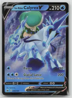 Pokemon Card Ice Rider Calyrex V Ultra Rare SWSH06: Chilling Reign 045/198 NM - Image 1