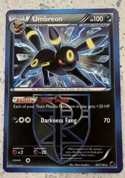 2013 Umbreon 64/116 Team Plasma Pokemon Card Non-Holo! - NM Condition - Image 1