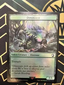 Dinosaur Token FOIL NM MTG Universes Beyond: Jurassic World Collection - Image 1