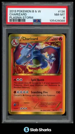 2013 POKEMON BLACK & WHITE PLASMA STORM #136/135 CHARIZARD SECRET RARE PSA 8 - Image 1