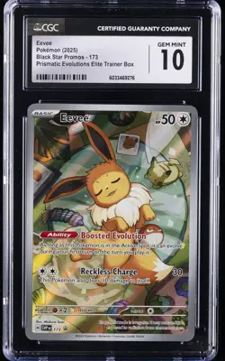 2025 POKEMON BLACK STAR PROMOS PRISMATIC EVOLUTIONS ETB #173 EEVEE CGC 10 - Image 1