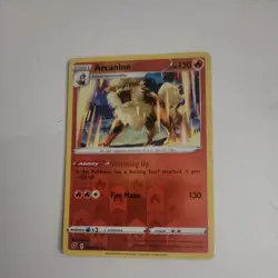Arcanine Reverse Holo Pokemon Card 028/192 Rebel Clash NM 28 - Image 1