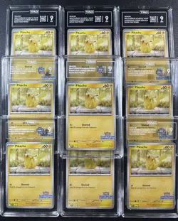 LOT OF 10 PIKACHU TAG 9 2025 POKEMON SV #214 ILLUSTRATION BLACK STAR PROMO BSP - Image 1