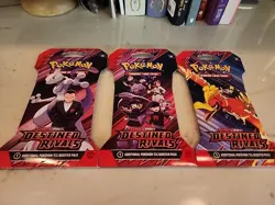 Pokemon Destined Rivals -Sleeved Packs - Sealed In Hand Lot Of 3 Varied Art - Image 1