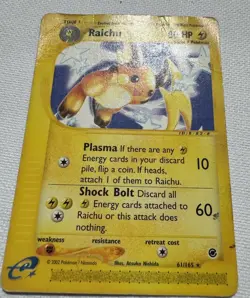 2002 Pokemon RAICHU Expedition RARE e-Reader Edition NON HOLO Card 61/165 MP - Image 2