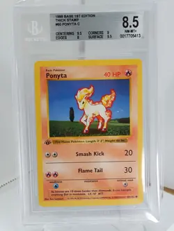 BGS 8.5 Ponyta 1999 Base Set Shadowless 1st Edition 60/102 Pokemon Card - Image 1