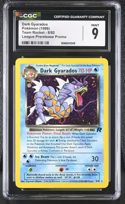 CGC 9 MINT Dark Gyarados 1999 Team Rocket Holo 8/82 Prereleasse Pokemon Card - Image 1