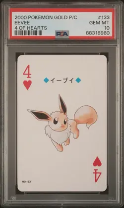 2000 Pokemon Eevee 4 of hearts Gold Poker Card PSA 10 (Ho-Oh) - Image 1