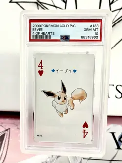 2000 Pokemon Eevee 4 of hearts Gold Poker Card PSA 10 (Ho-Oh) - Image 3
