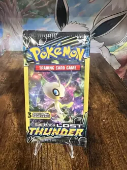 New Pokemon TCG Lost Thunder 3-Card Booster Pack RARE Celebi Artwork - Image 1