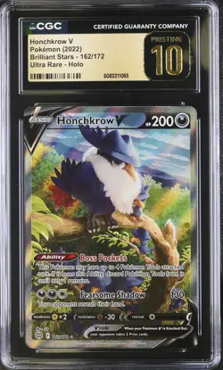 CGC Pristine 10 Honchkrow V 162/172 Alternate Art Brilliant Stars Pokemon Card - Image 1