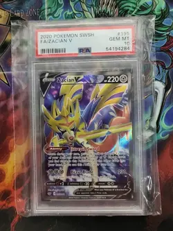 PSA 10 Pokemon Card Zacian V Full Art Sword & Shield Base Set 195/202 GEM MINT - Image 1
