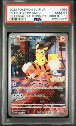 2023 POKEMON JPN SV-P PROMO #098 DETECTIVE PIKACHU PSA 10 - Image 1