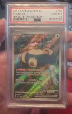 Pokemon Snorlax 151 ETB Illustration Rare Promo SVP en 051 PSA 10 Gem Mint - Image 1
