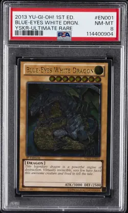2013 YU-GI-OH! STARTER DECK KAIBA RELOADED #EN001 BLUE-EYES WHITE DRAGON PSA 8 - Image 1