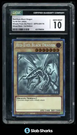 2020 YU-GI-OH! RED-EYES BLACK DRAGON GFP2-EN176 GHOST RARE 1ST EDITION CGC 10 - Image 1