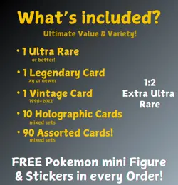 100 Pokemon TCG Card Lot - Ultra Rare, Vintage, Holo, Booster Pack Bundle! - Image 2
