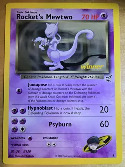 Oversized Pokemon Card Rocket's Mewtwo Jumbo Winner Promo Best Of Game Excellent - Image 2
