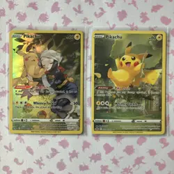 Pokemon TCG Pikachu Illustration Rare Full Art Holo TG05 GG30 Lot Of 2 Cards - Image 1