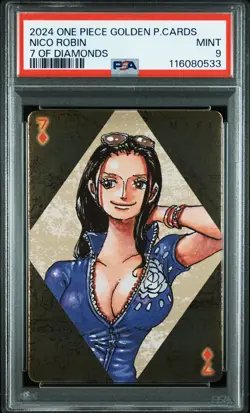 2024 ONE PIECE GOLDEN PLAYING CARDS THE STRAW HAT CREW NICO ROBIN PSA 9 - Image 1
