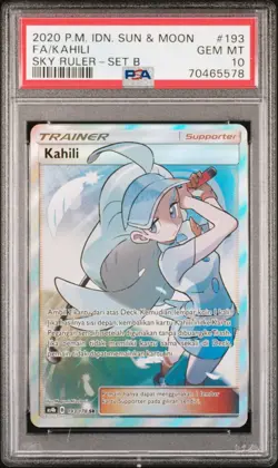 PSA 10 Kahili 193 Full Art Trainer Sun & Moon Sky Ruler Pokemon Card Indonesian - Image 1