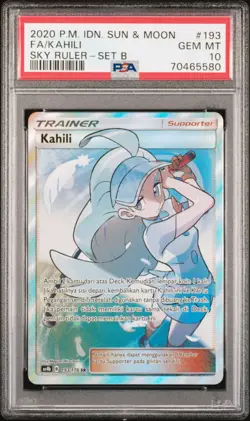 PSA 10 Kahili 193 Full Art Trainer Sun & Moon Sky Ruler Pokemon Card Indonesian - Image 5