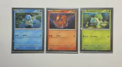 Pokemon 151 Promo Starter Cards Charmander, Squirtle, and Bulbasaur - Image 1