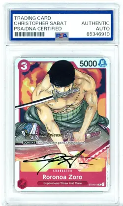 PSA Signed Christopher Sabat Roronoa Zoro ST01-013 One Piece Cards Foil - Image 1