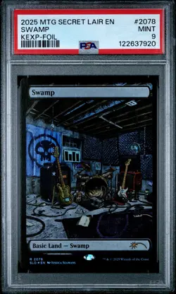 2025 MTG SECRET LAIR DROP KEXP: WHERE THE MUSIC MATTERS-FOIL #2078 SWAMP PSA 9 - Image 1