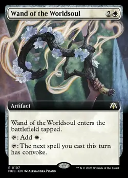Mint/Near-Mint, English - 1 x MTG Wand of the Worldsoul - Extended Art Commander - Image 1