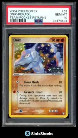 2004 POKEMON EX TEAM ROCKET RETURNS #69/109 ONIX REVERSE FOIL PSA 10 - Image 1