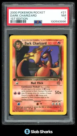 2000 POKEMON TEAM ROCKET 1ST EDITION #21/82 DARK CHARIZARD PSA 7 - Image 1