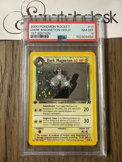 PSA 8 - Pokemon DARK MAGNETON 11/82 - TEAM ROCKET 1st Edition - Holo NEAR MINT - Image 1