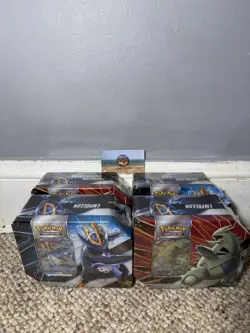 Pokemon TCG V Strikers Tin Tyranitar and Empoleon Sealed Sword & Shield LOT OF 4 - Image 1