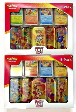 2X Pokemon Scarlet & Violet - 151 (5-Pack) Mini Tins w/ 4 Promos Costco Bundle - Image 1