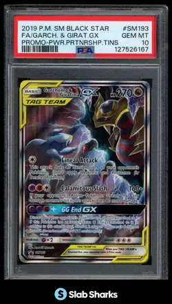2019 POKEMON SM BLACK STAR PROMO #SM193 GARCHOMP & GIRATINA GX TAG TEAM PSA 10 - Image 1