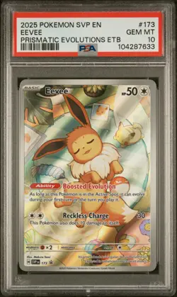 2025 POKEMON SVP BLACK STAR PROMO PRISMATIC EVOLUTIONS ETB #173 EEVEE PSA 10 - Image 1