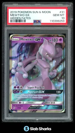 2019 POKEMON SUN & MOON HIDDEN FATES #31/68 MEWTWO GX RARE HOLO PSA 10 - Image 1
