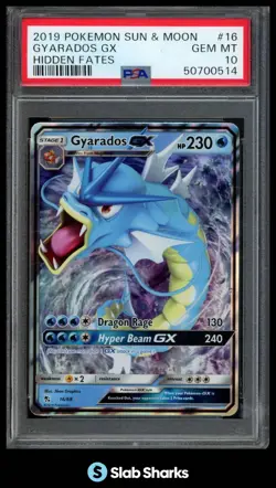 2019 POKEMON SUN & MOON HIDDEN FATES #16/68 GYARADOS GX PSA 10 - Image 1